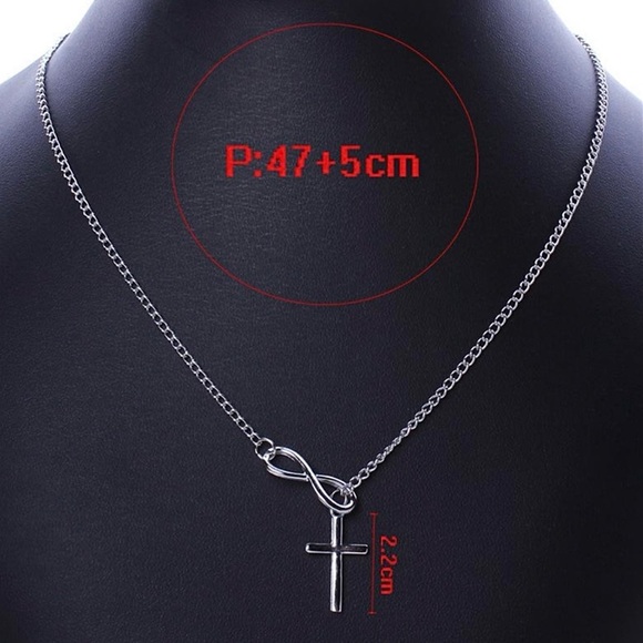Silver Infinity Cross Pendant Necklace - Picture 2 of 6